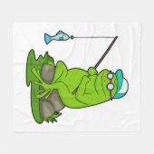 釣り竿と魚で魚釣りとしてカエル フリースブランケット (正面(横))