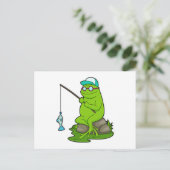 釣り竿と魚で魚釣りとしてカエル ポストカード (スタンド正面)