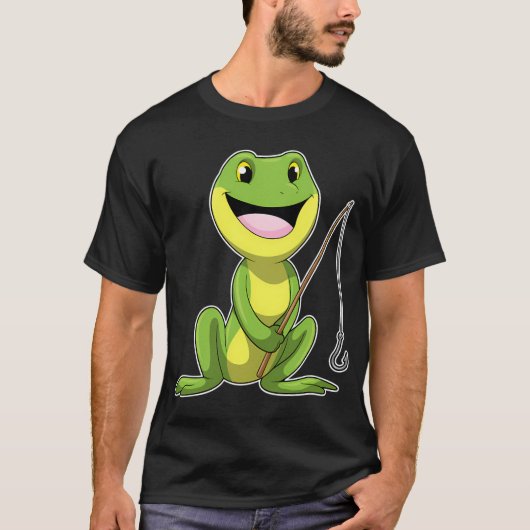 釣り竿と魚と一緒に釣りをするアザラシ Tシャツ (正面)