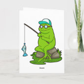 釣り竿と魚を持ったフライ・フィッシャー カード (裏面)