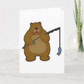 釣り竿と魚を持って釣りをしているクマ カード (正面)