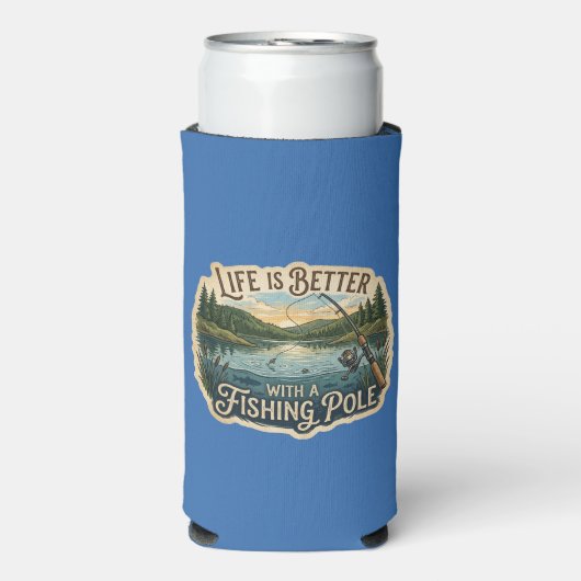 釣り竿のある人生はもっと楽しい スリム缶クーラー (Seltzer正面)