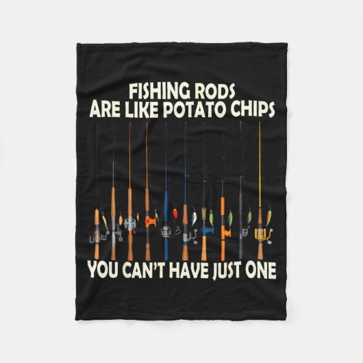 釣り竿はタトチップスのように、一つでは満足できない フリースブランケット (正面)
