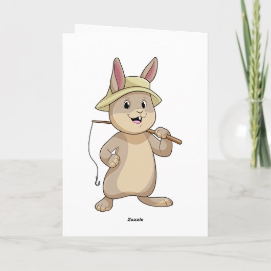 釣り竿を持ったフィッシャーとしてのウサギ カード (裏面)