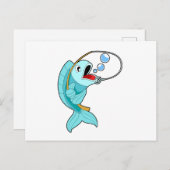 釣り竿を持った魚 ポストカード (正面/裏面)