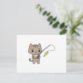 釣り竿を持って釣りをしている猫 ポストカード (スタンド正面)