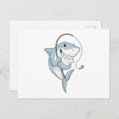 釣り竿を持つ漁師としてのサメ ポストカード (正面/裏面)