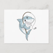 釣り竿を持つ漁師としてのサメ ポストカード (正面)