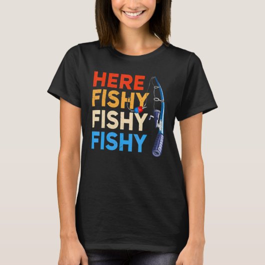釣り竿を持つ漁師 Tシャツ (正面)
