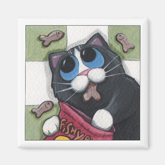 釣り糸 – ねこ磁石 マグネット (正面)