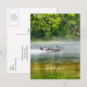 釣り船が移動中 サンキュー ポストカード (正面/裏面)