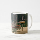 釣り船と帆船のマグカップ コーヒーマグカップ (正面右)