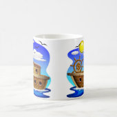 釣り船のキャラクターイラスト コーヒーマグカップ (中央)