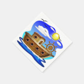 釣り船のキャラクターイラスト スタンダードカクテルナプキン (角)
