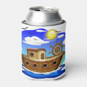 釣り船のキャラクターイラスト 缶クーラー (缶正面)