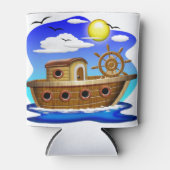 釣り船のキャラクターイラスト 缶クーラー (正面)