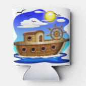 釣り船のキャラクターイラスト 缶クーラー (裏面)