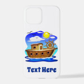 釣り船のキャラクターイラスト iPhoneケース (裏面)
