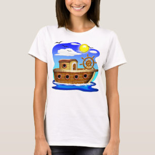 釣り船のキャラクターイラスト Tシャツ