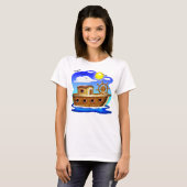 釣り船のキャラクターイラスト Tシャツ (正面フル)