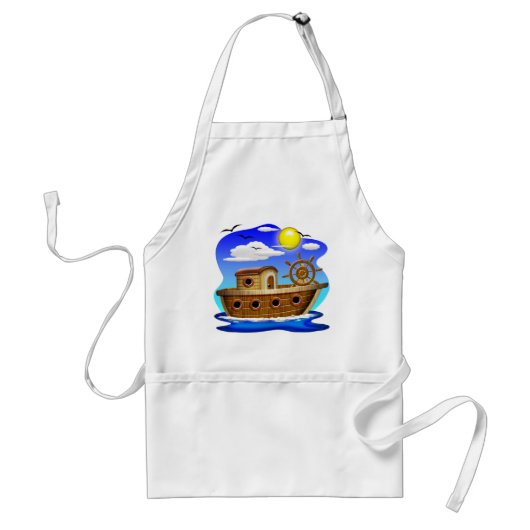 釣り船のキャラクター スタンダードエプロン (正面)