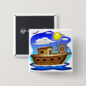 釣り船のキャラクター 缶バッジ (正面&裏面)