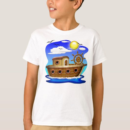 釣り船のキャラクター Tシャツ (正面)