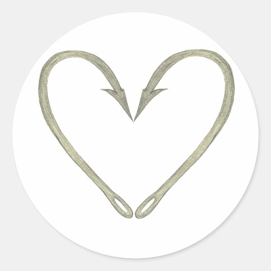 釣り針ハート ラウンドシール (正面)