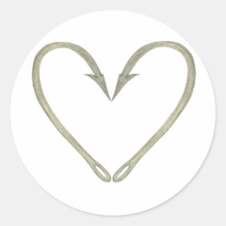 釣り針ハート ラウンドシール