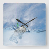 釣り針金 スクエア壁時計 (正面)