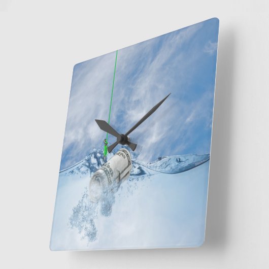 釣り針金 スクエア壁時計 (傾斜)