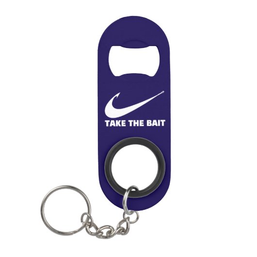 釣り針 – 釣り人コア – ベイトダークブルーを取る キーホルダー栓抜き (正面)