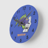 釣り魚おもしろい漫画 ラウンド壁時計 (傾斜)