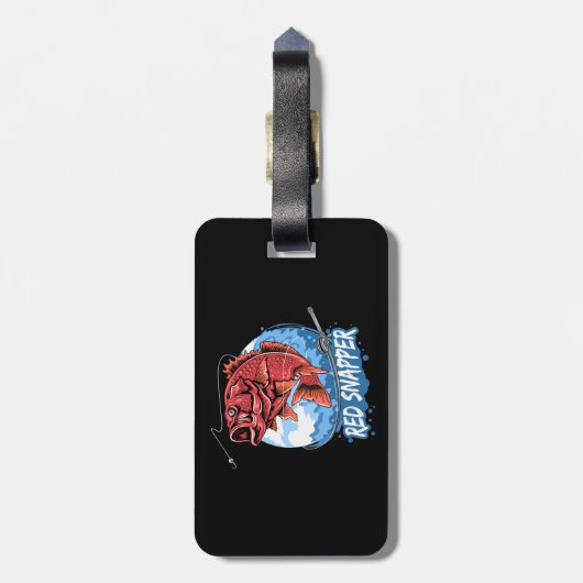 釣り魚の赤いスナッパー – 釣り人のアートワーク – ベクトル ラゲッジタグ (裏面縦)