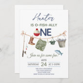 釣り ファーストバースデーパーティー 招待状 (正面/裏面)