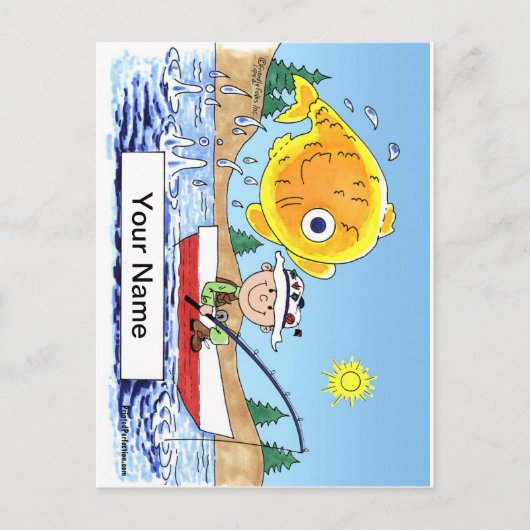 釣り、漁師 - カスタマイズされた漫画 ポストカード (正面)
