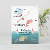 釣り、竿、リール、水の誕生日 招待状 (スタンド正面)