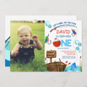 釣り 誕生日1歳 男の子 オフィシャル フォト ピクチャー 招待状 (正面/裏面)
