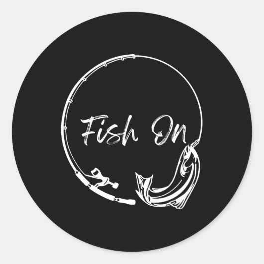 釣れた!釣り好きのための面白い一言 男性向け フィッシング ユーモア ウォーターアクティビティ ラウンドシール (正面)