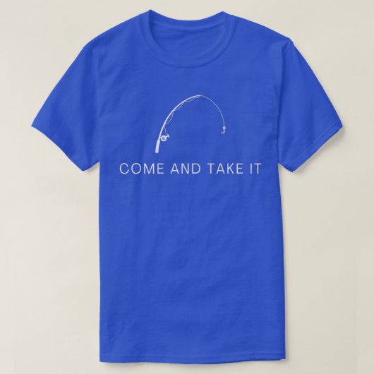 釣来り竿を持って行く Tシャツ (デザイン正面)