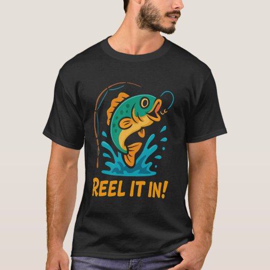 釣果を釣り上げろ！面白いバスフィッシング Tシャツ (正面)