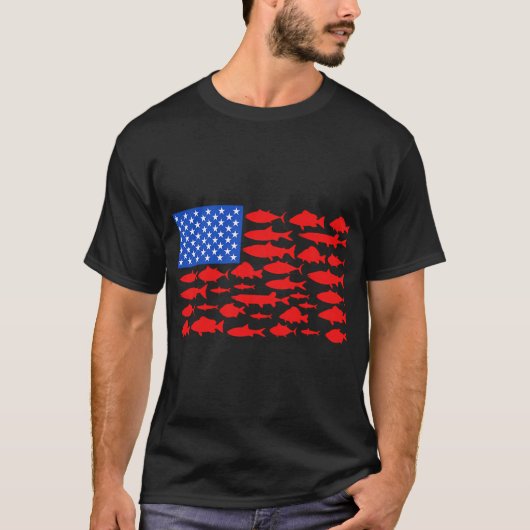 釣竿を持つ魚 Tシャツ (正面)