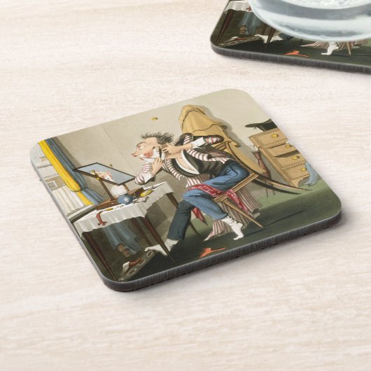 鈍いかみそり、パブ。 狩りによって、1827年(着色されたetchin コースター (左側)