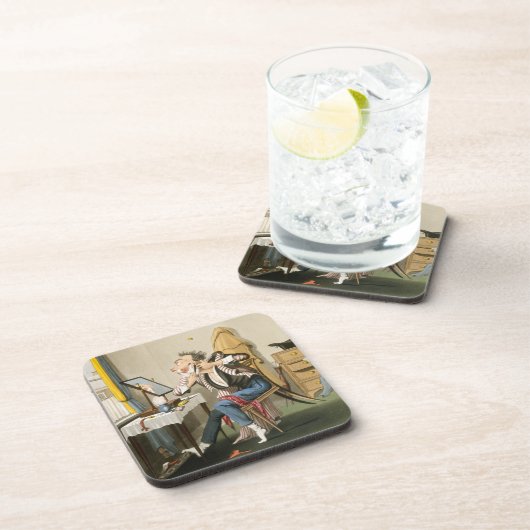 鈍いかみそり、パブ。 狩りによって、1827年(着色されたetchin コースター (右側)