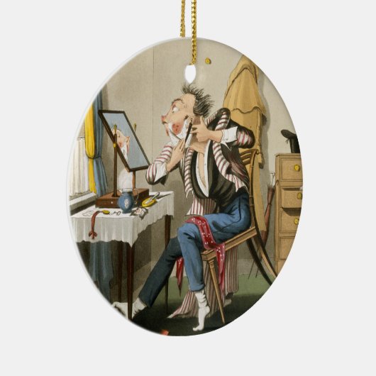 鈍いかみそり、パブ。 狩りによって、1827年(着色されたetchin セラミックオーナメント (右)