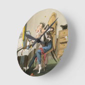 鈍いかみそり、パブ。 狩りによって、1827年(着色されたetchin ラウンド壁時計 (傾斜)