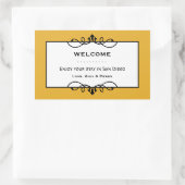 鈍い金ゴールドの鍛鉄のフレームの町の抱き枕 長方形シール (バッグ)