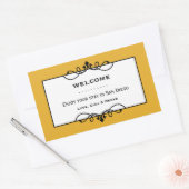 鈍い金ゴールドの鍛鉄のフレームの町の抱き枕 長方形シール (封筒)