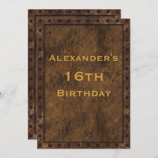 鉄によって組み立てられた効果の男の子の誕生日の倍は味方しました 招待状 (正面/裏面)