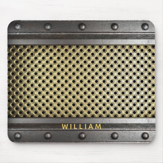 鉄の金属の荒い産業労働者の男性 マウスパッド (正面)